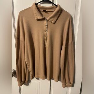 SHEIN Tan Ribbed Women's Sweater